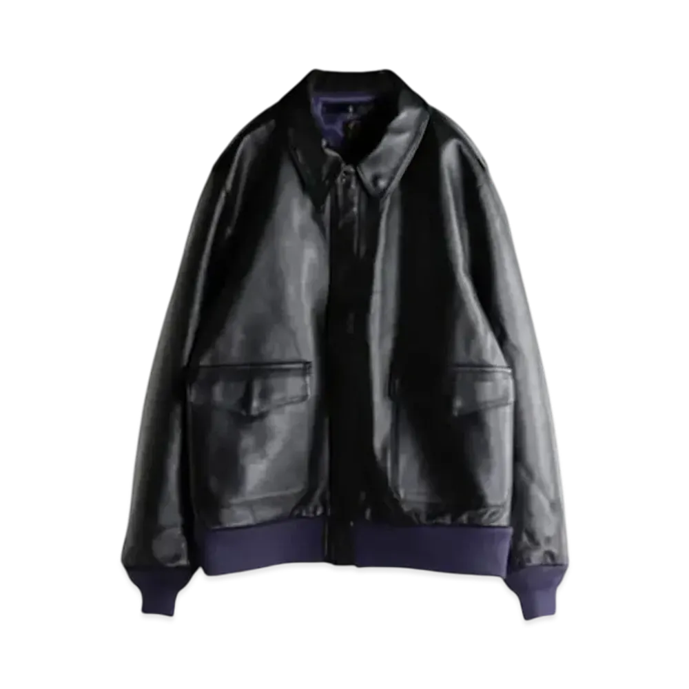 NEEDLES A-2 Flight Jacket Cowhide Leather "Black" PU082