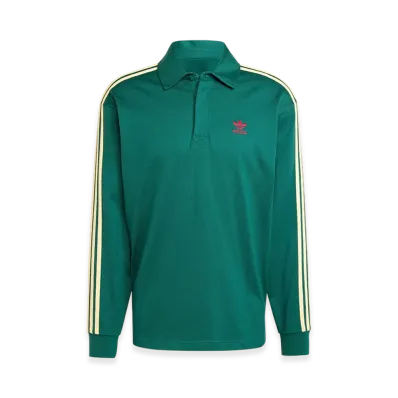adidas Adicolor Rugby Polo Shirt "Collegiate Green/Better Scarlet/Powder Yellow"