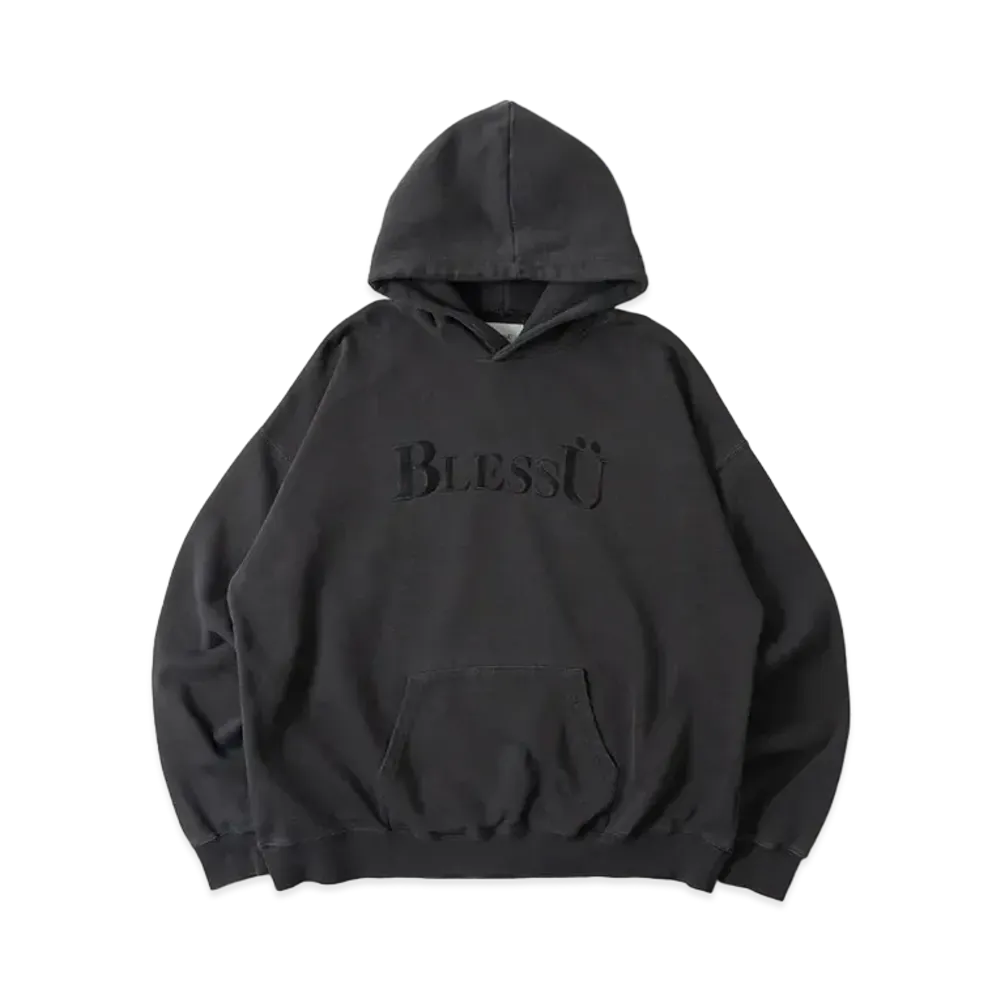 BLESS U BLESS U Pigment Logo Hoodie "Pigment Black"