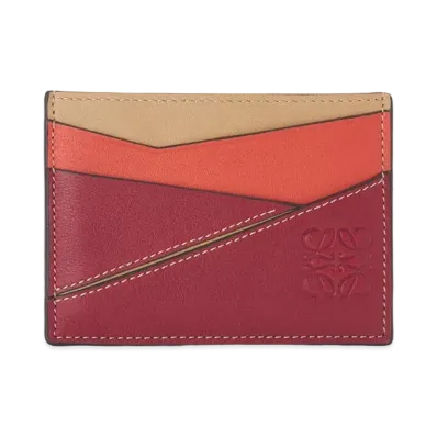 LOEWE Puzzle Plain Cardholder In Classic Calfskin "Deep Red / Dune"