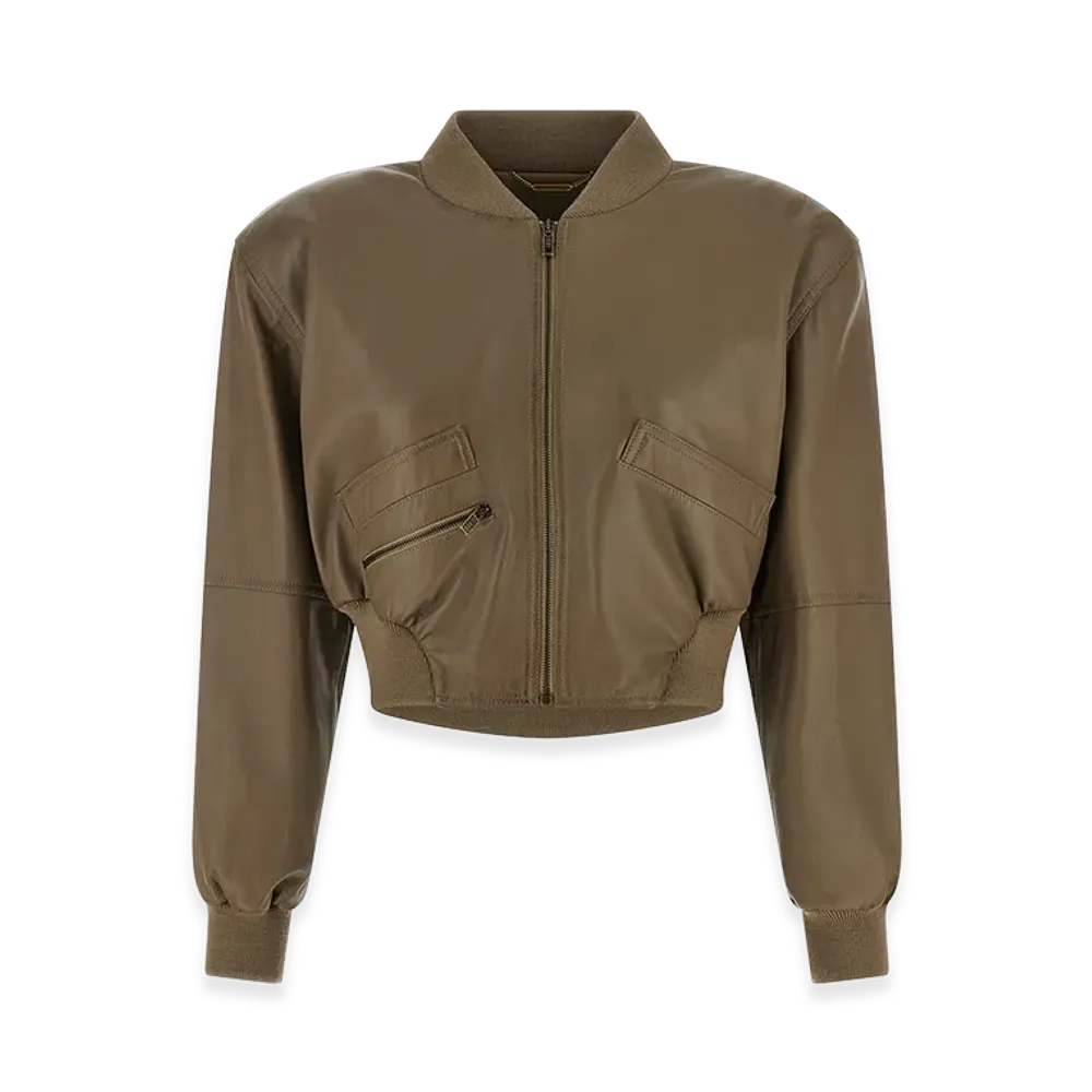 Chloe Women's Cropped Bomber Jacket "Brown"