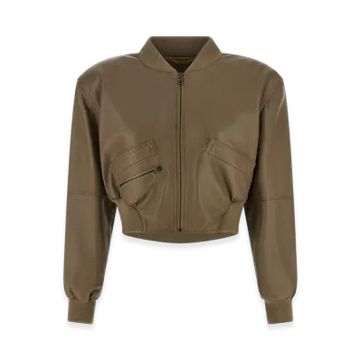 Chloe Women's Cropped Bomber Jacket "Brown"