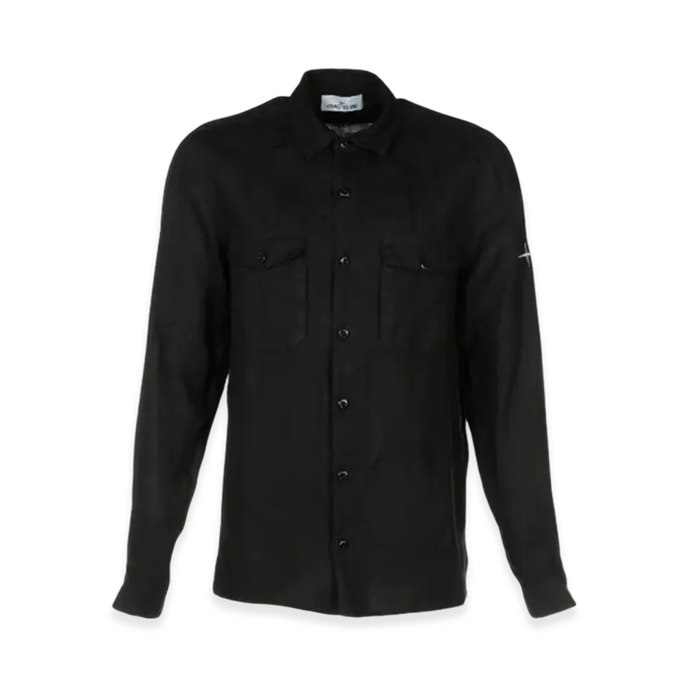 Stone Island 12001 Logo Linen Overshirt - 22SS "Navy"