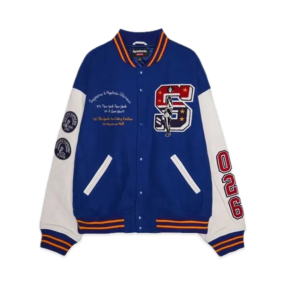 Supreme x HYSTERIC GLAMOUR Varsity Jacket "Royal"