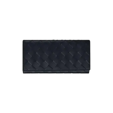 Bottega Veneta Intrecciato Calfskin Bi-fold Continental Wallet "Midnight Blue"