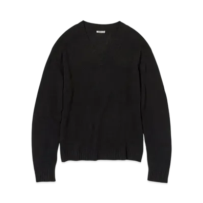 AURALEE Summer Cashmere Knit V-Neck P/O "Black"