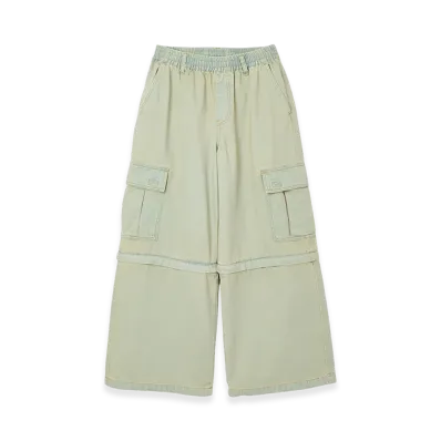 X-Girl Women's Faded 2Way Wide Leg Denim Cargo Pants "Light Indigo"
