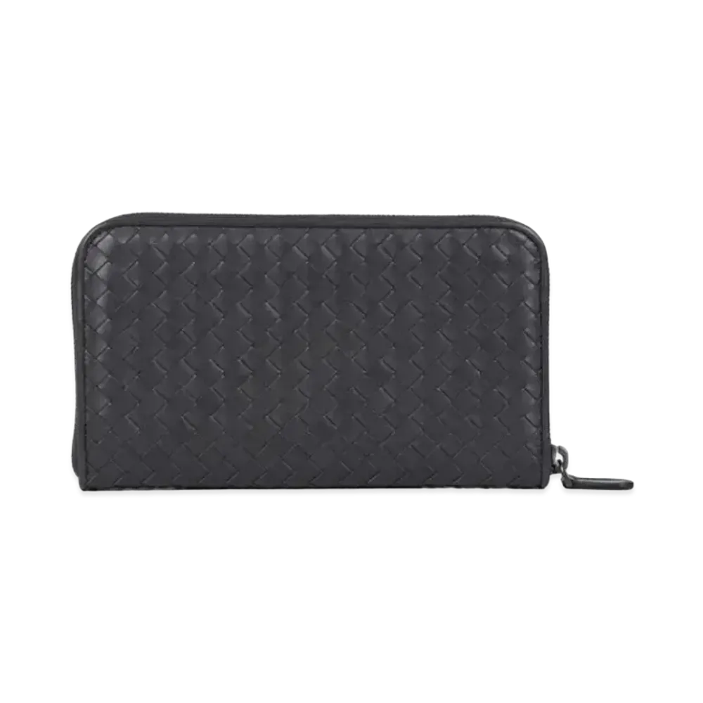 Bottega Veneta Intrecciato Calfskin Zip Around Wallet "Ardoise"