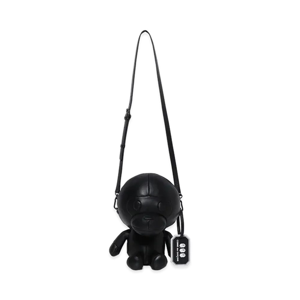 A BATHING APE x COMME des GARCONS Baby Milo Leather Shoulder Bag "Black"