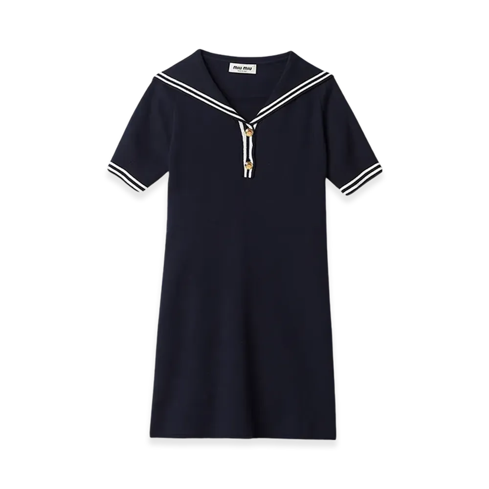MIU MIU Women's Cotton Mini Dress "Blue/White"