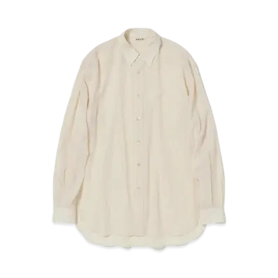 AURALEE Hard Twist Finx Organdy Stripe Shirt "Light Beige Stripe"