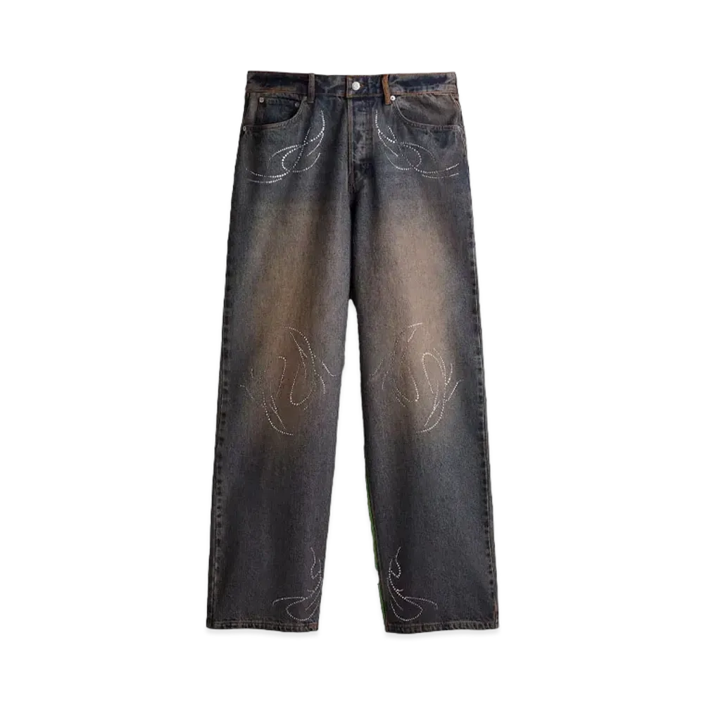 HERONPRESTON x H&M H2 Rhinestone Detail Loose Denim "Dark Denim Blue"