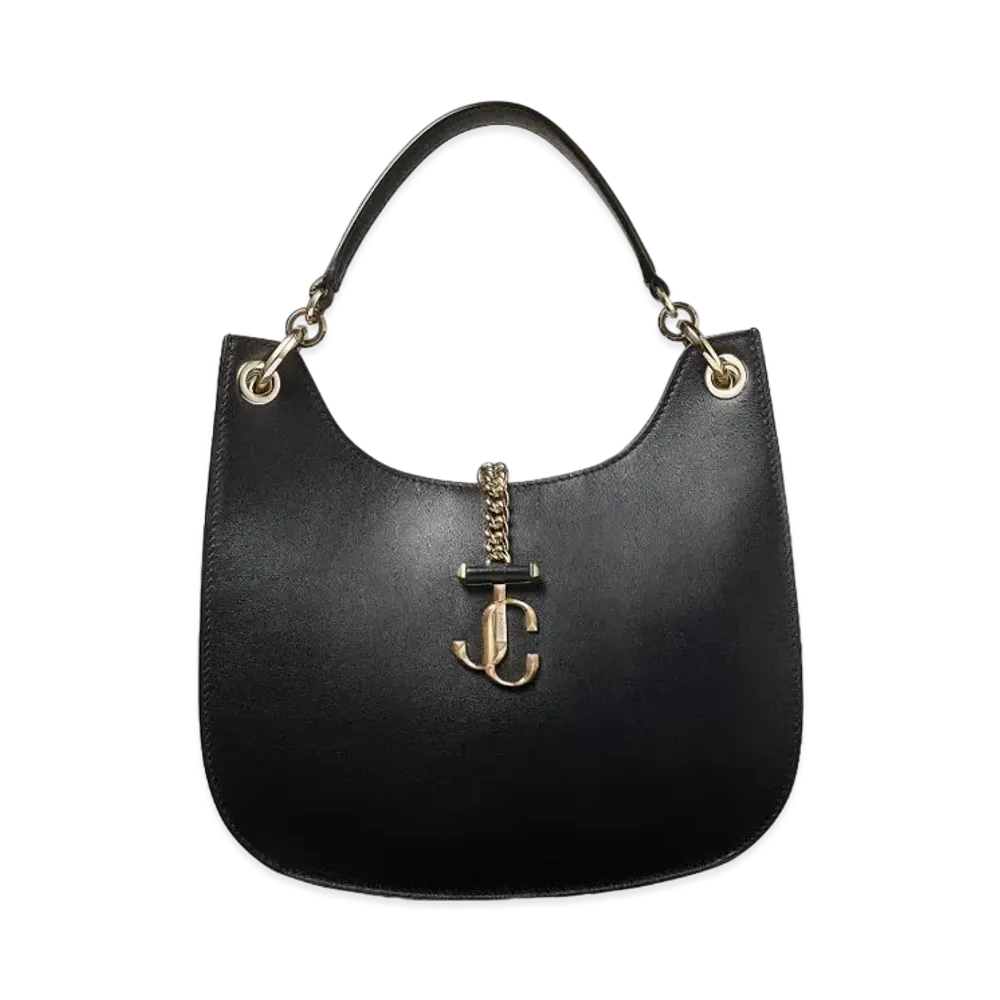 Jimmy Choo Varenne Hobo/M Calf Leather Hobo Handbag "Black Gold"