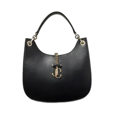 Jimmy Choo Varenne Hobo/M Calf Leather Hobo Handbag "Black Gold"