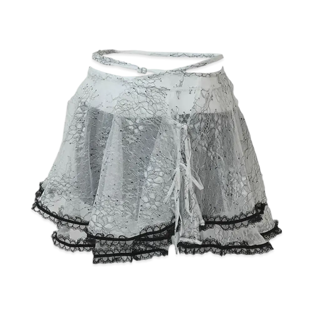 THEREDTHREAD S Wrap Flower Skirt Mini "White"