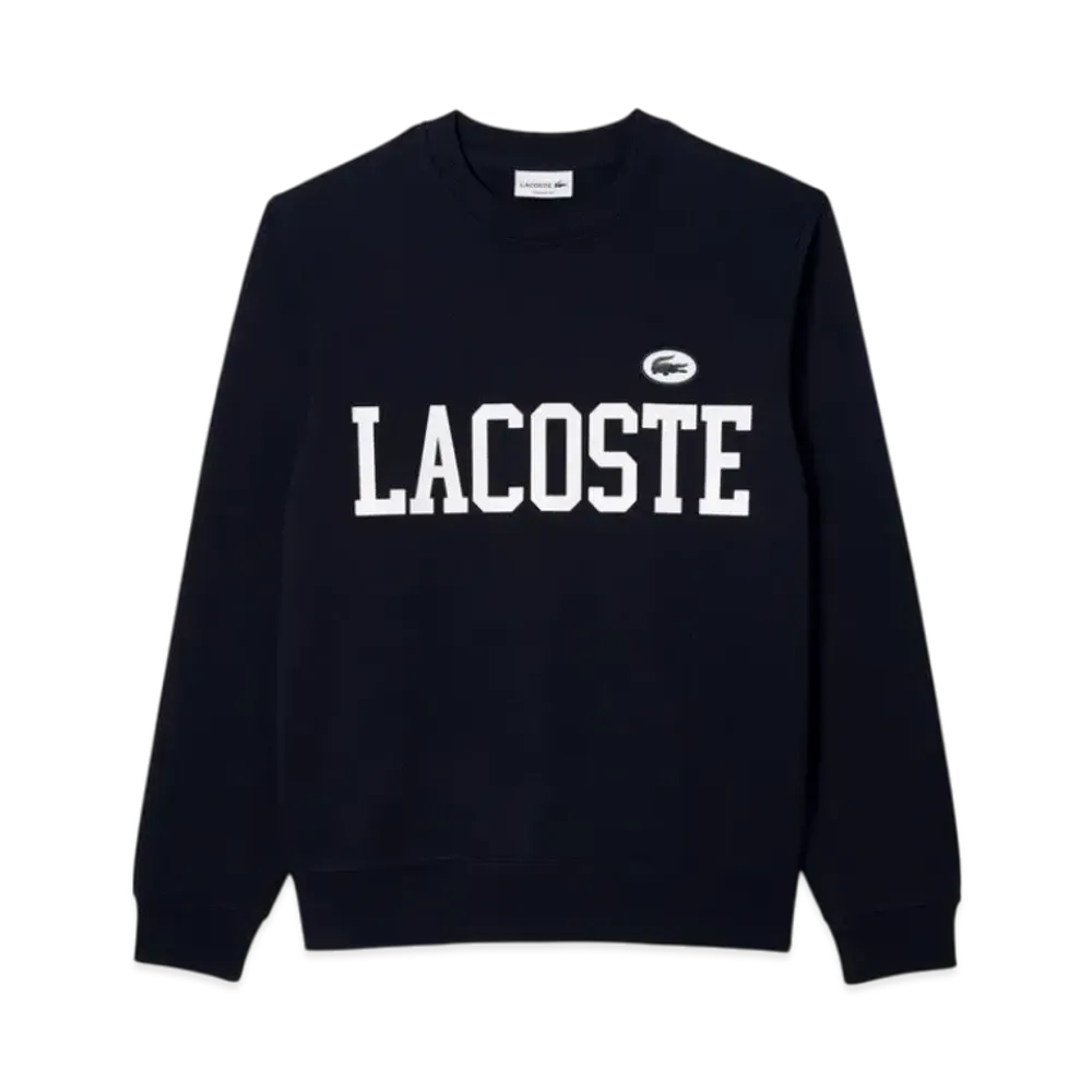 LACOSTE Flocked College Logo Crew Neck Sweatshirt "Navy"