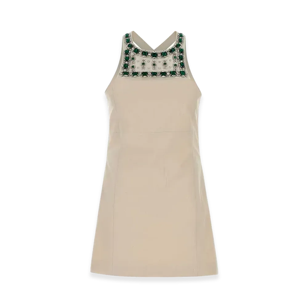 MIU MIU Women's Canvas Mini Dress "Ivory"