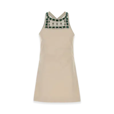 MIU MIU Women's Canvas Mini Dress "Ivory"