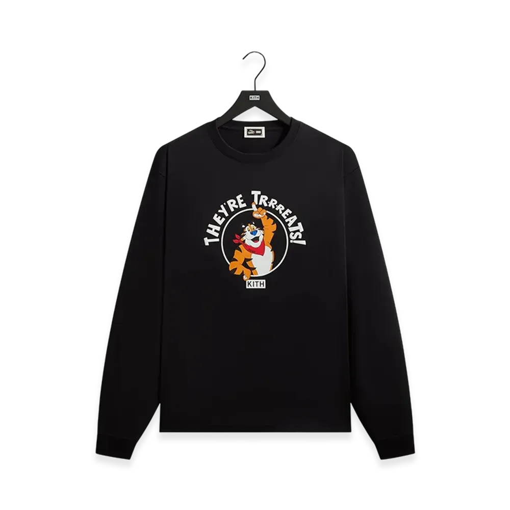 Kith Treats x Kellogg's Frosted Flakes Cereal & Tony the Tiger They're Treats Long Sleeve Tee "Black"