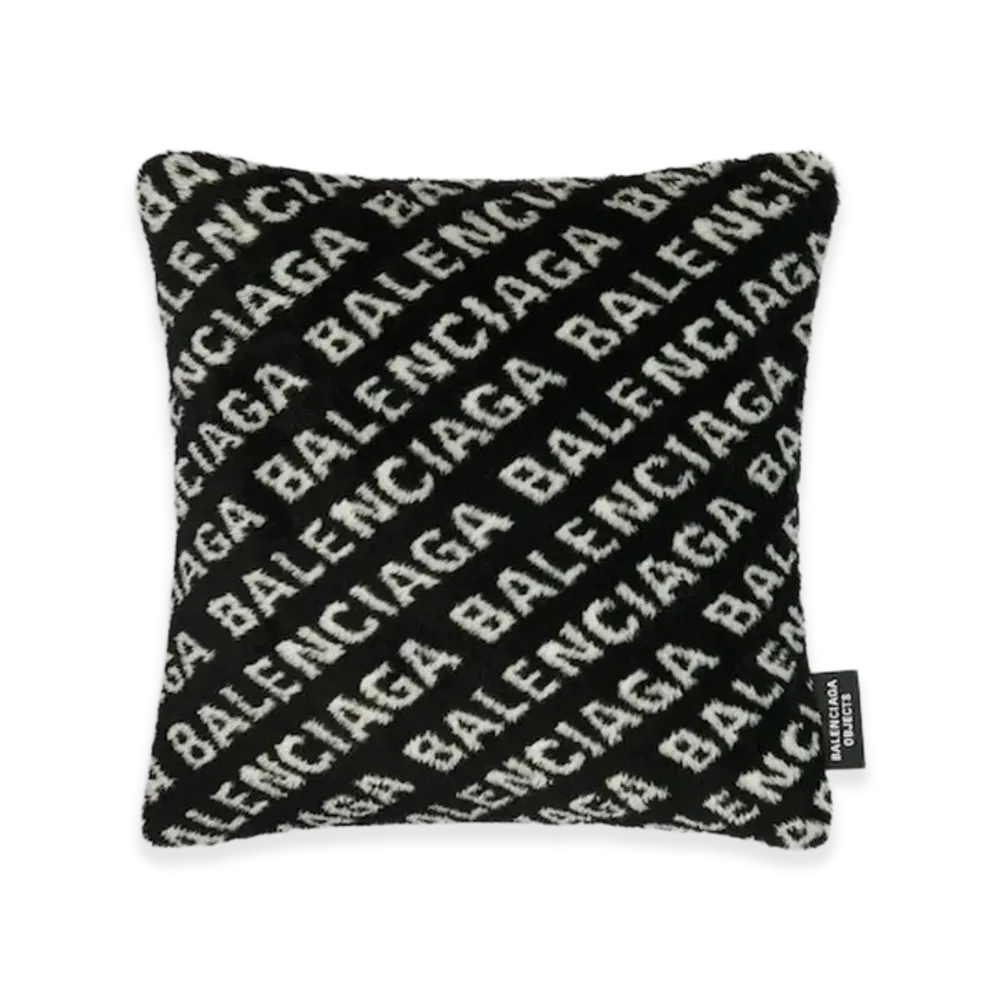 BALENCIAGA Allover Logo Cushion "Black"