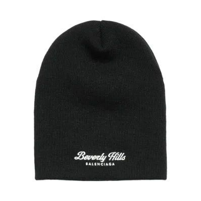 BALENCIAGA Beverly Hills Beanie in Stretch Rib Knit "Black/White"