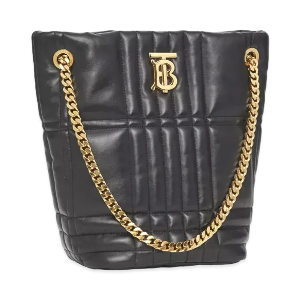 Burberry Small Quilted Lambskin Lola Bucket Bag "Black"