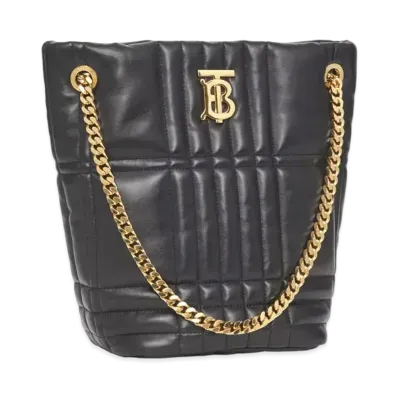 Burberry Small Quilted Lambskin Lola Bucket Bag "Black"