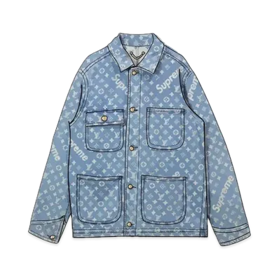 Supreme x Louis Vuitton Jacquard Denim Chore Coat "Blue"