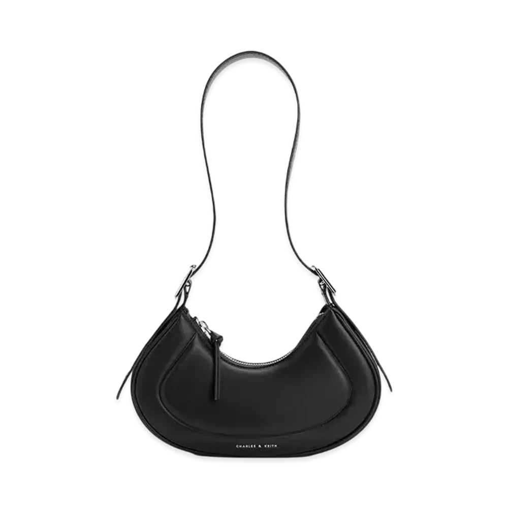 CHARLES & KEITH Petra Curved Shoulder Bag "Black"