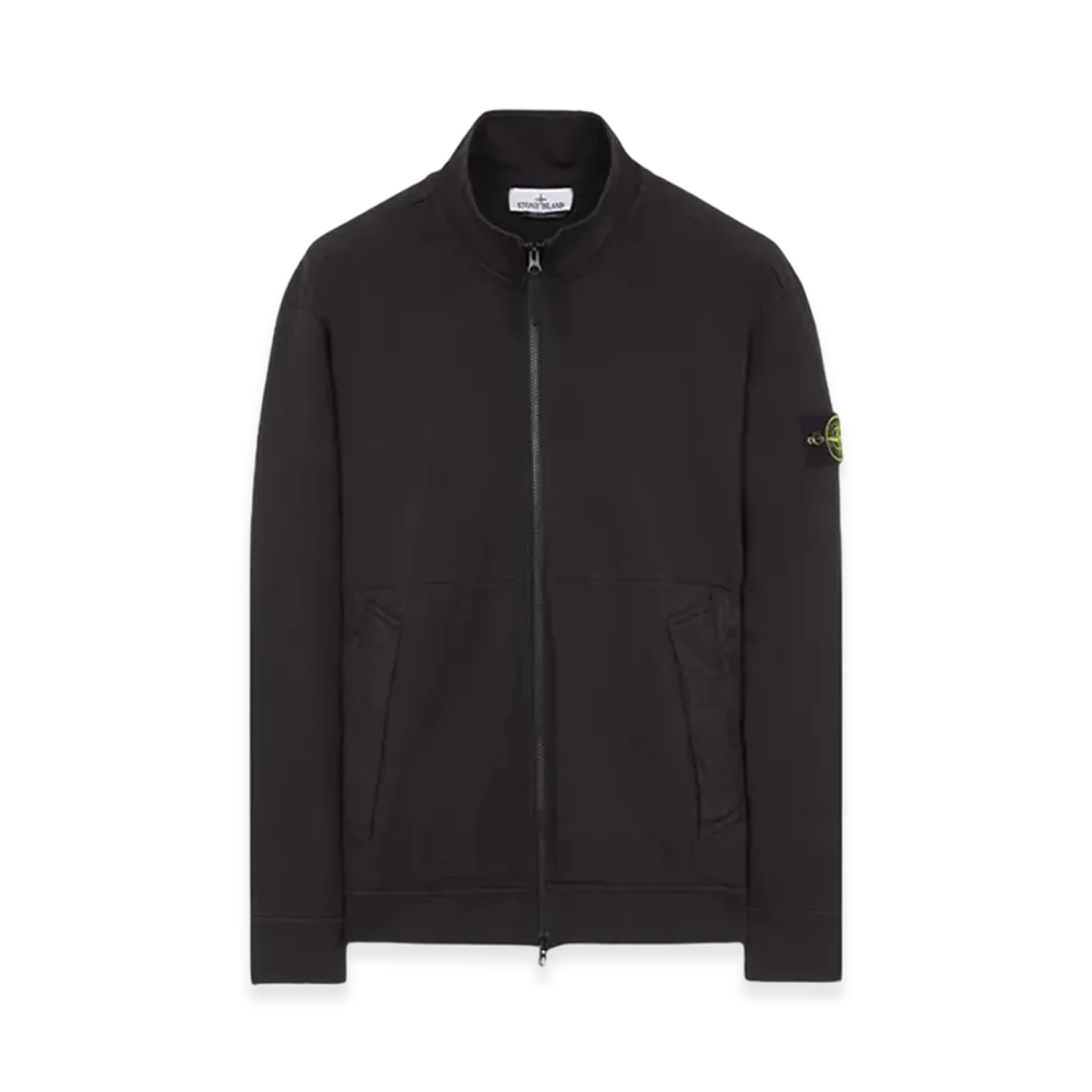 Stone Island 62050 Gauzed Cotton Jersey Garment Dyed Full Zip Up Sweatshirt - 23FW "Black"