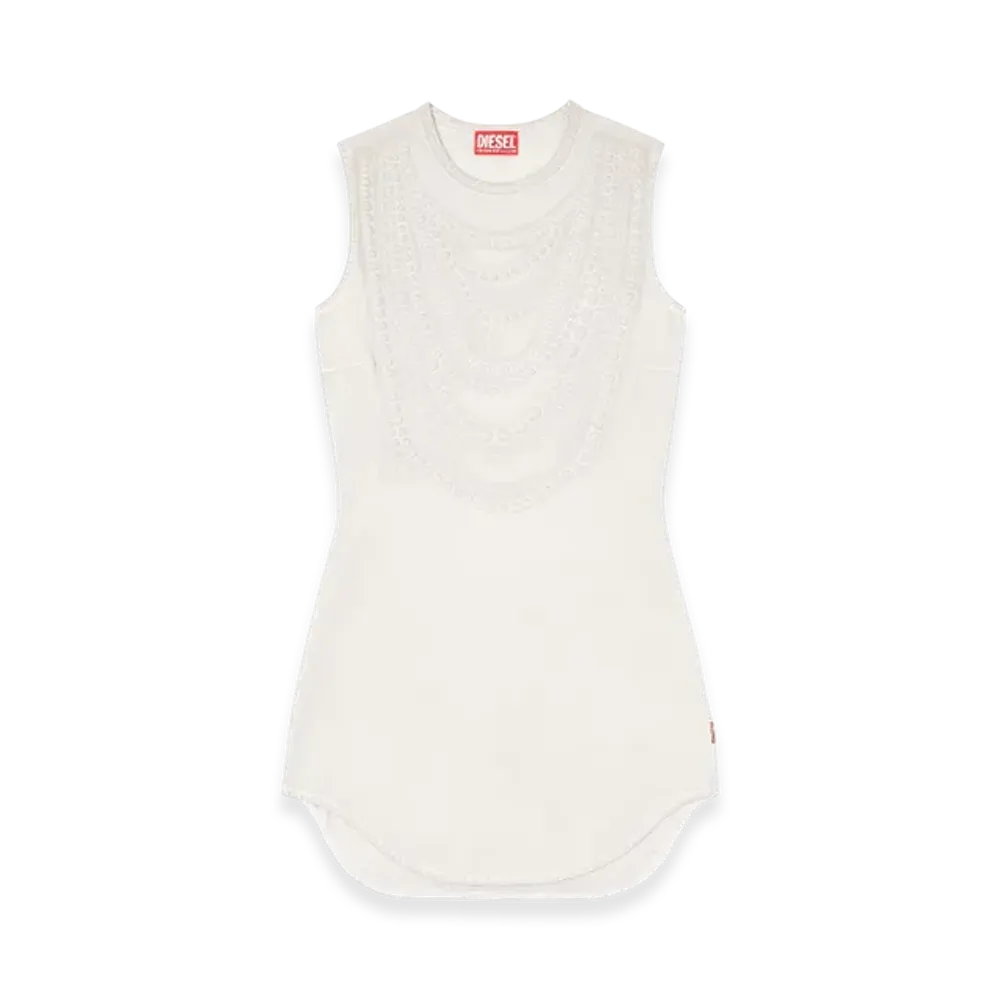 Diesel D-Nekka Mini Dress With Necklace Trompe LOeil "Light Gray"