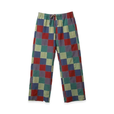 NEEDLES String Easy Pant - Cotton Oxford Patchwork "Navy/Red"