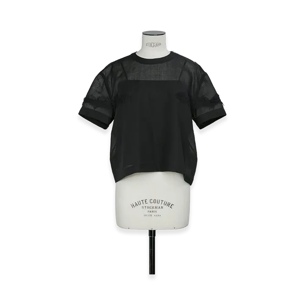 sacai Women's Wool Organza Pullover "Black"