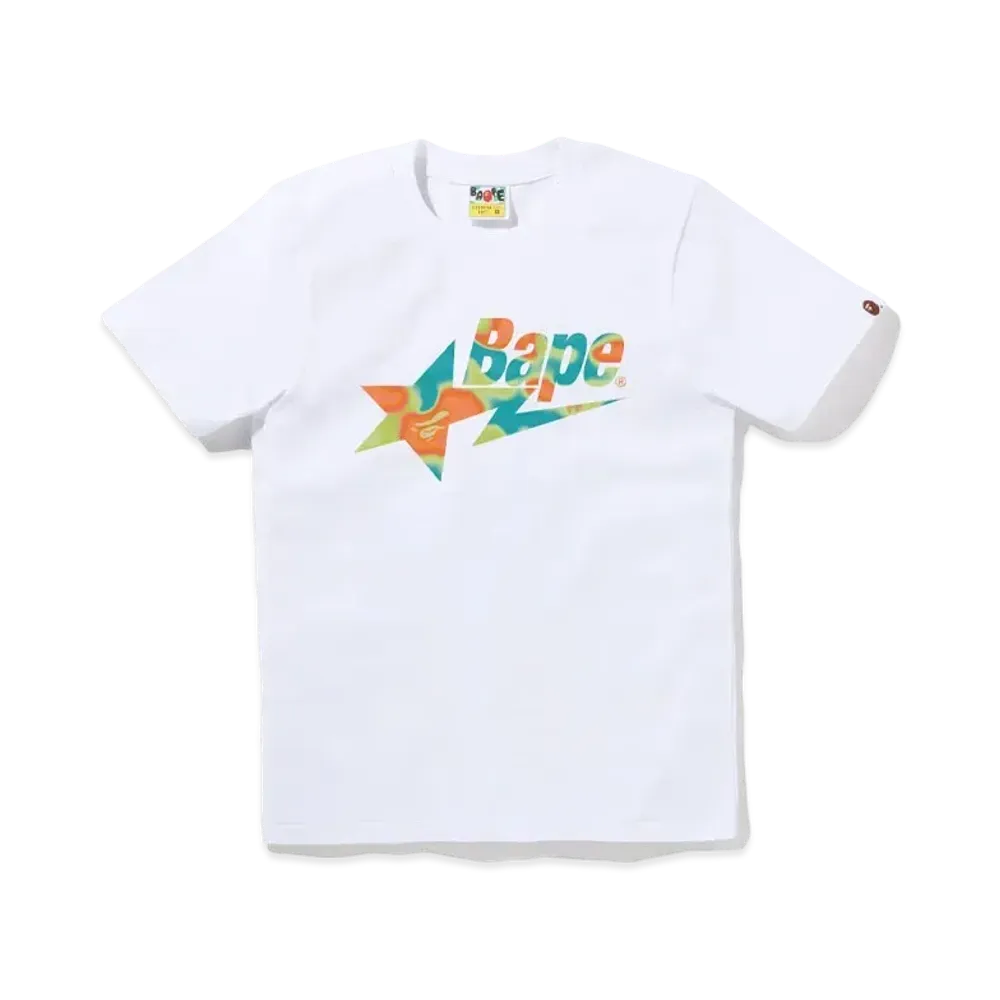 A BATHING APE Ladies Liquid Camo Bape Sta Logo Tee "White/Green"