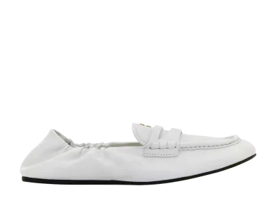 MIU MIU Women's Ruches Nappa Leather Loafers "White"