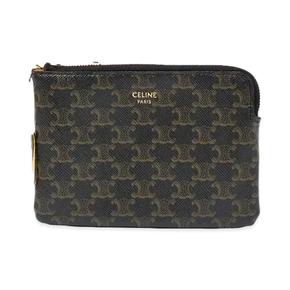 CELINE Coin & Card Pouch in Triomphe Canvas  "Black"