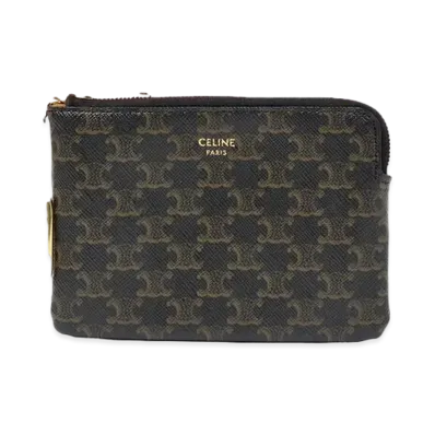 CELINE Coin & Card Pouch in Triomphe Canvas "Black"