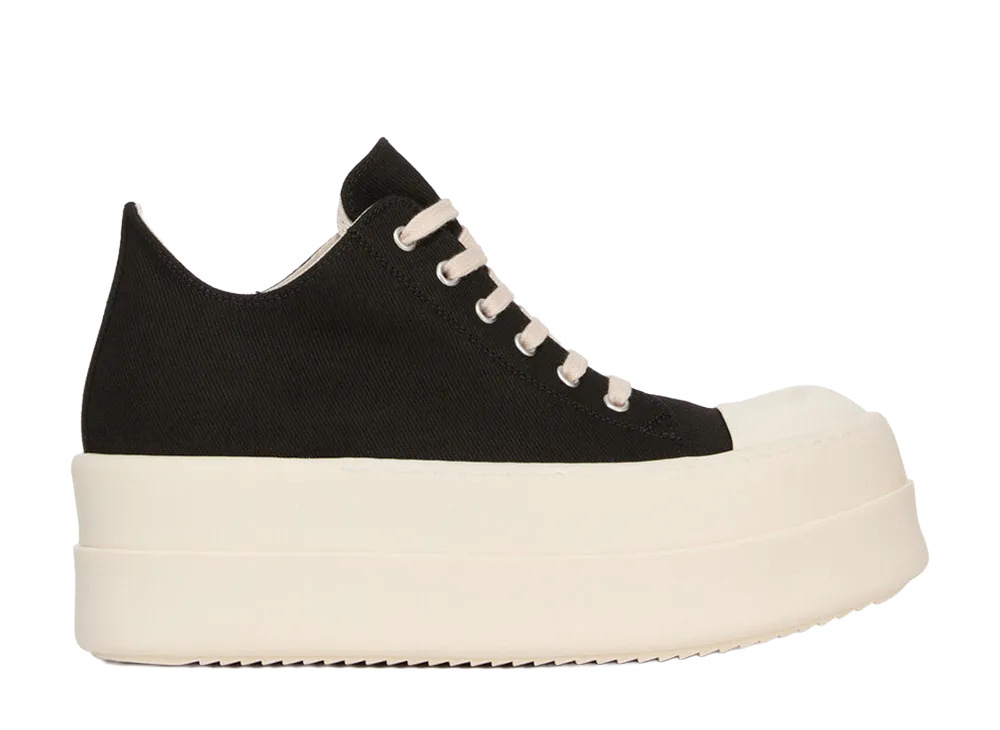 Rick Owens DRKSHDW FW26 Tower Mega Bumper Low Sneaks 13oz Overdyed Denim "Black/Milk"