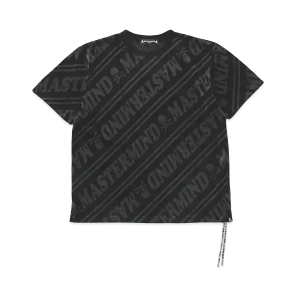 mastermind WORLD Velour Diagonal Tee "Black Charcoal"