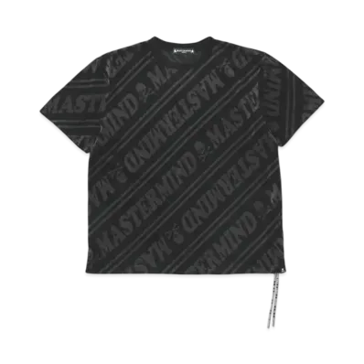 mastermind WORLD Velour Diagonal Tee "Black Charcoal"
