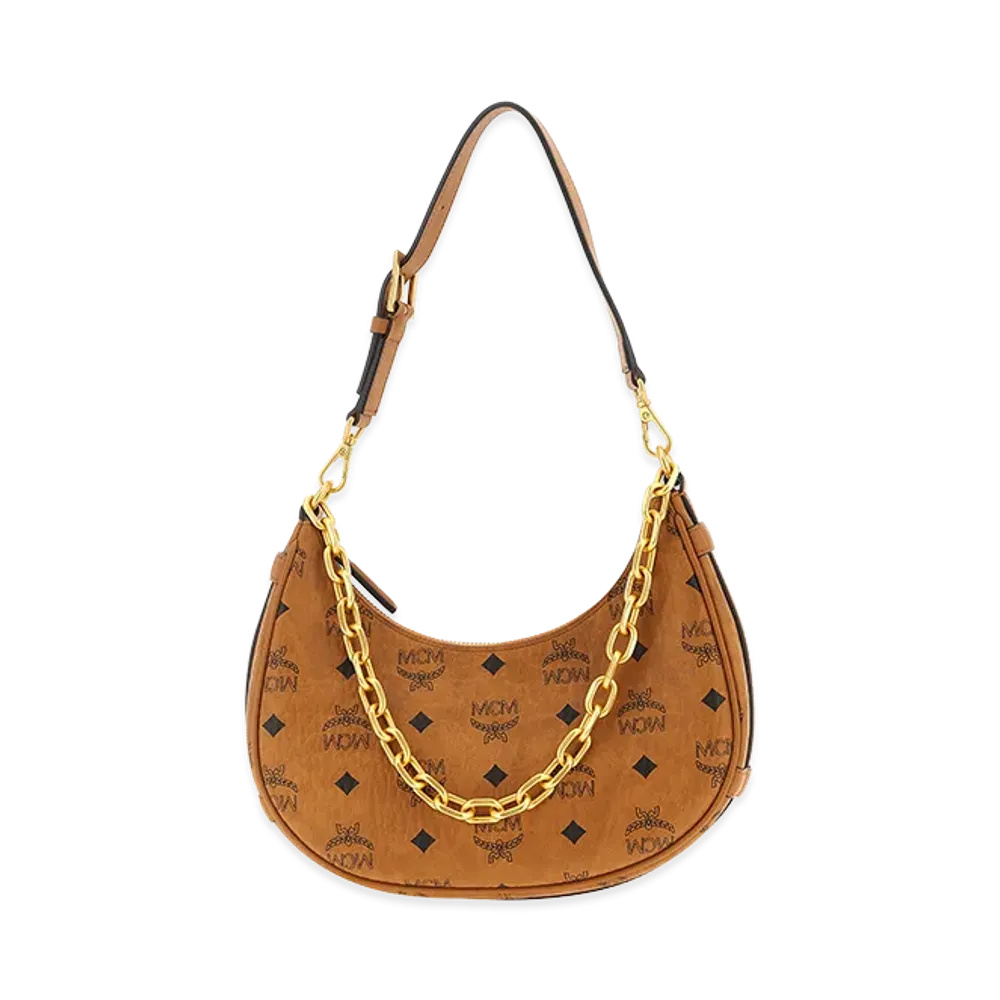 MCM Women's 'Aren Crescent Hobo' Shoulder Bag "Brown"