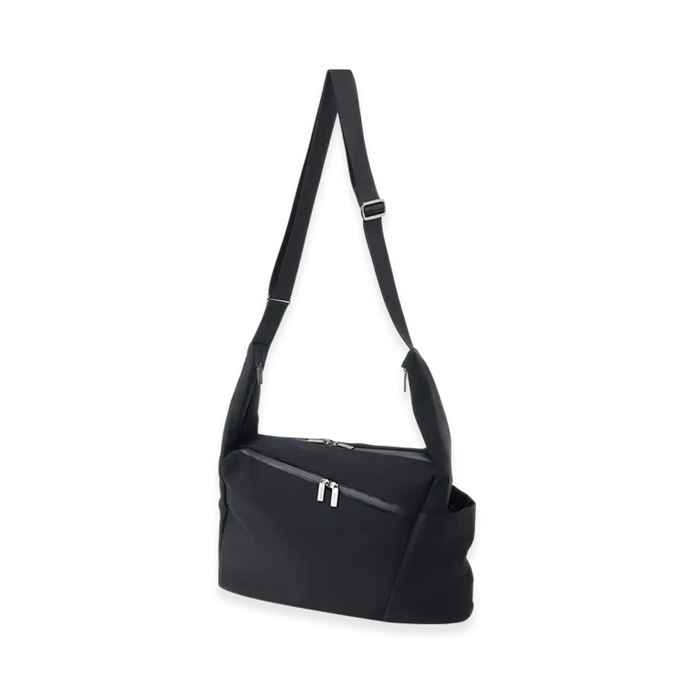 Yohji Yamamoto POUR HOMME Wool Gabardine/Ny Oblique Zipper Shoulder Bag "Black"