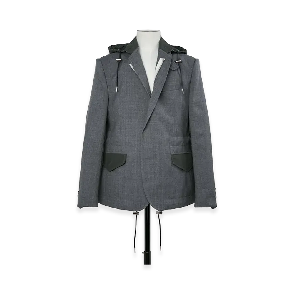 sacai Suiting x Nylon Twill Jacket "Gray/Dark Khaki"