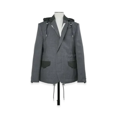 sacai Suiting x Nylon Twill Jacket "Gray/Dark Khaki"