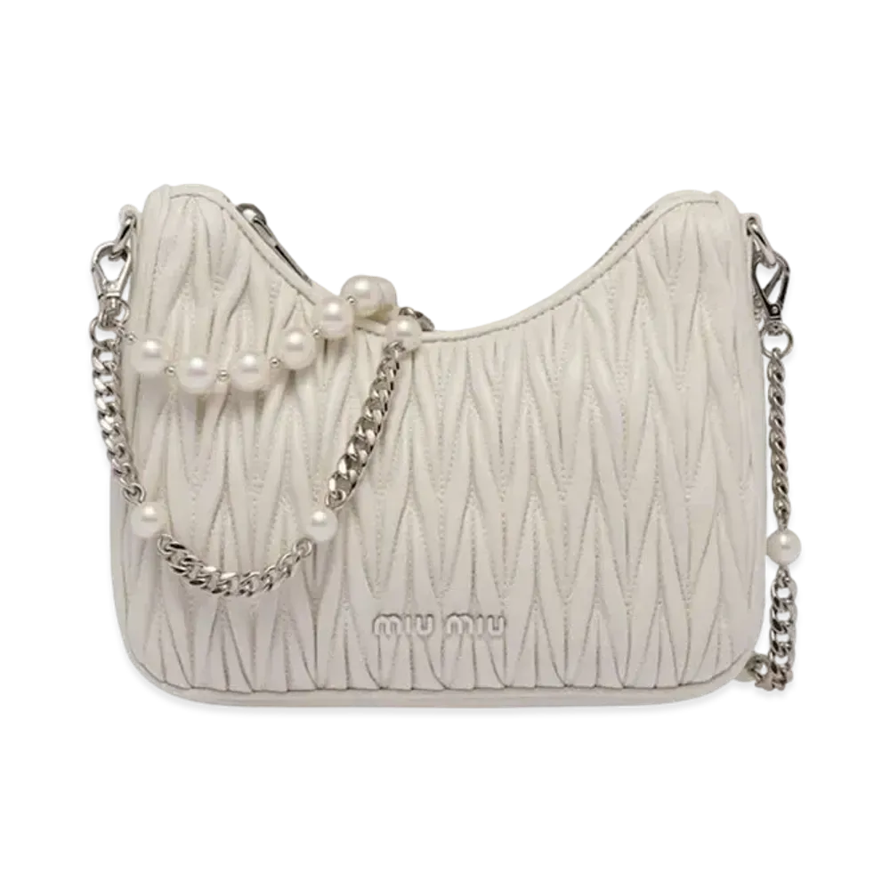MIU MIU Materassenapa Leather Shoulder Bag "White"