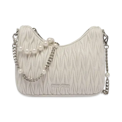 MIU MIU Materassenapa Leather Shoulder Bag "White"