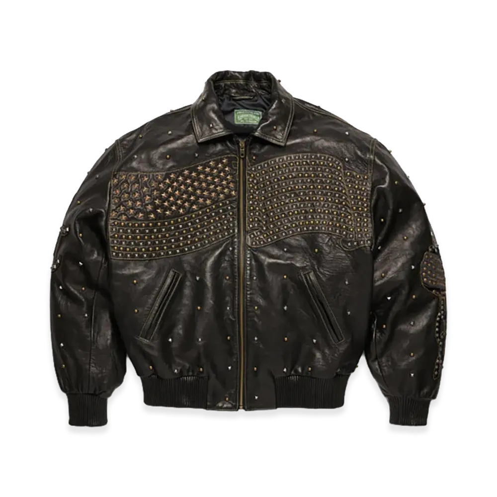 DENIM TEARS Libertas Studded Leather Jacket "Black"