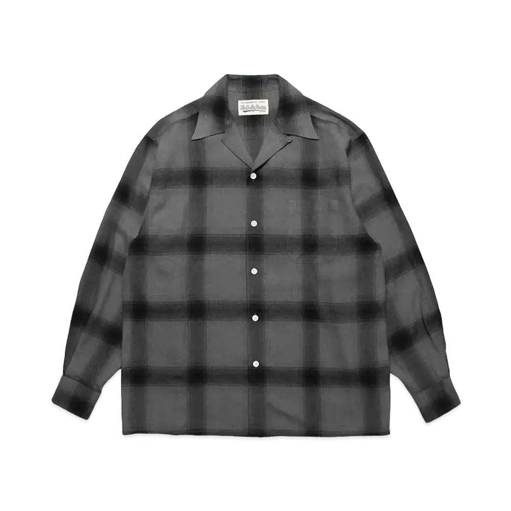 WACKO MARIA Check Open Collar Shirt "Gray"