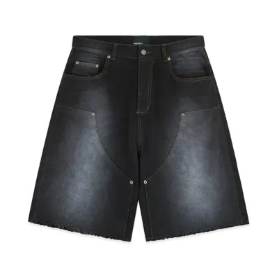 RASSVET Sun Dyed Baggy Denim Shorts Woven "Black"