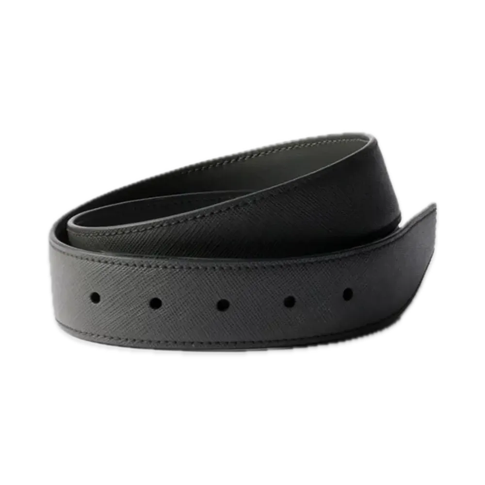 PRADA Saffiano Leather Belt Strap "Dark Gray"